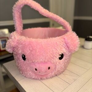 Pink Plush Pig Easter Basket